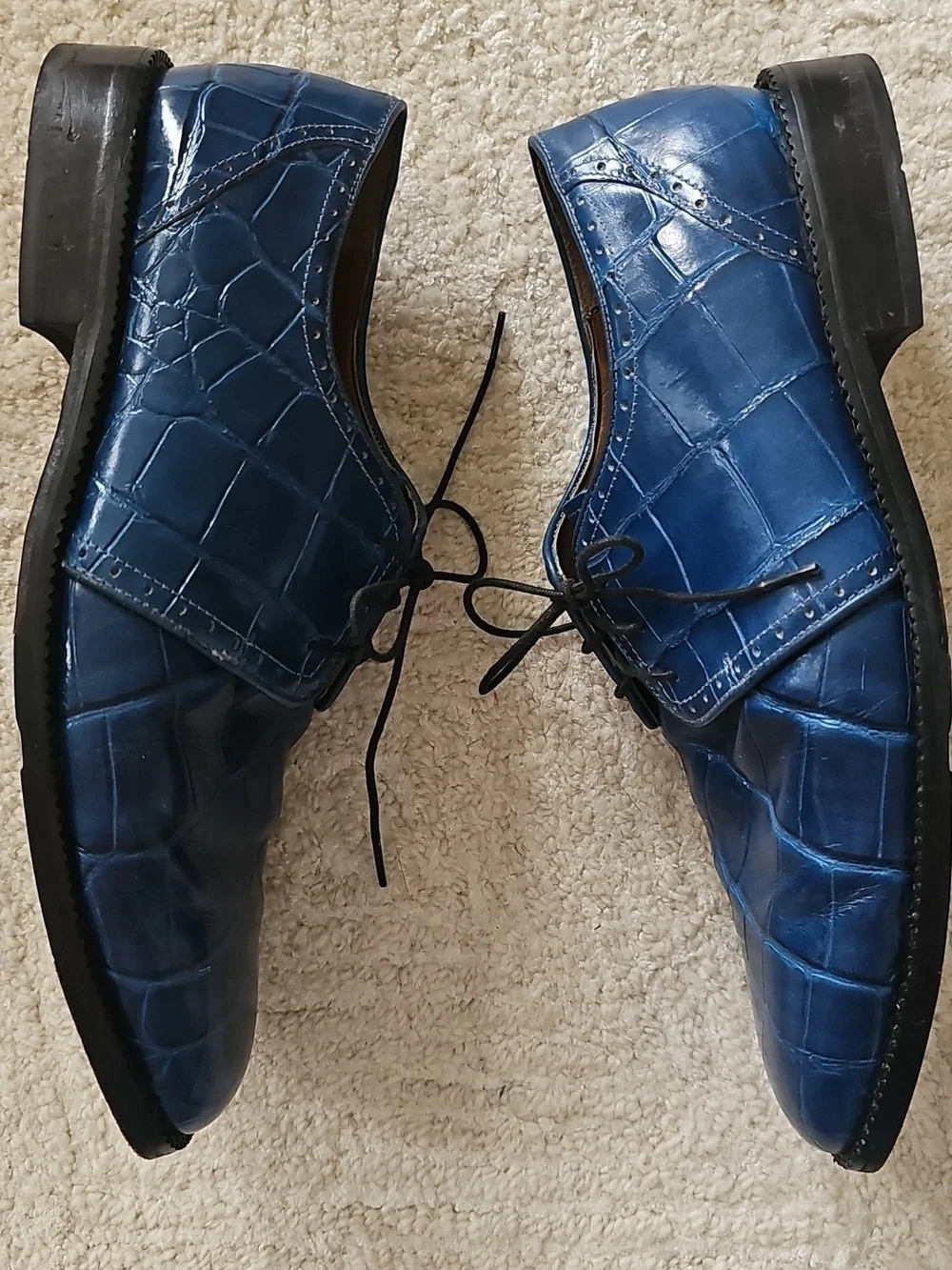 Stacy Adams Men's Blue Leather Dress Oxfords